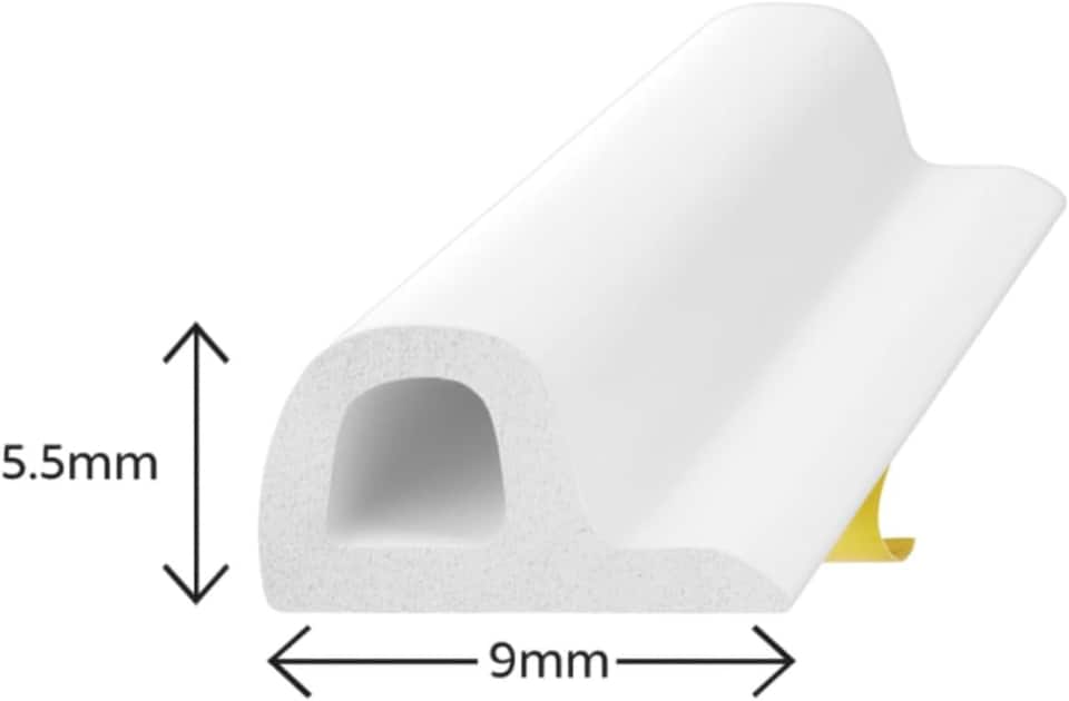 image 1 of Exitex Self Adhesive P Strip Seal 5m Draught Proofing Rubber, Seals Gaps 2mm to 5mm | White