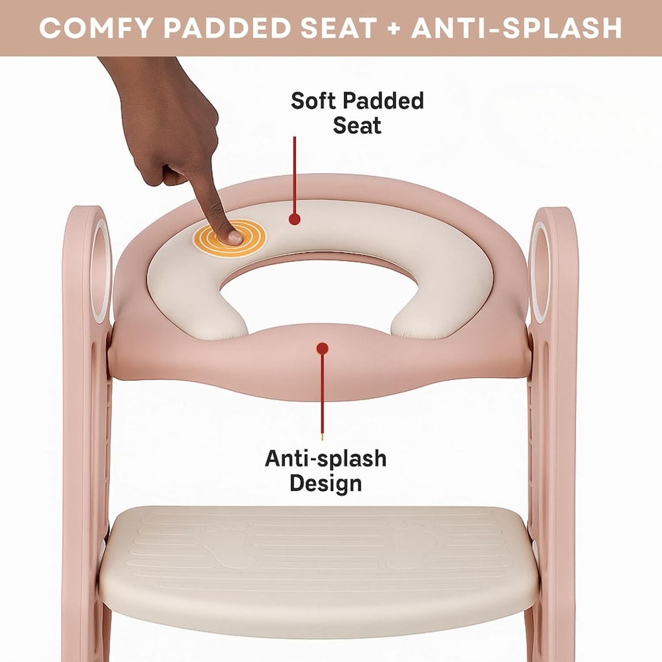 image 1 of Straame Toddler Toilet Ladder Seat - (White-Pink)