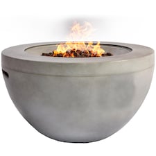 MDA Designs TABITI Light Grey Gas Fire Pit for Garden & Patio Luxurious Eco-Stone Finish Outdoor Heater