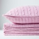 image 5 of Homescapes Cotton Cable Knit Pastel Pink Cushion Cover - 45 x 45 cm | Pink | Pink | 45 x 45 cm