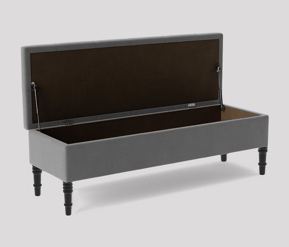 image 1 of Alyana 150cm Wide Tufted Rectangle Ottoman Storage Bench - Upholstery Velvet Shoe Bench with Turned Wooden Legs