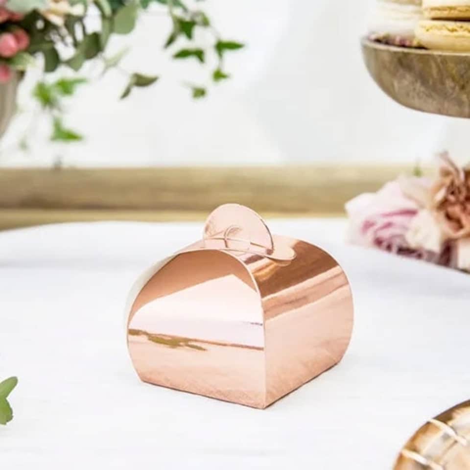 image 1 of Rose Gold Paper Gift Favour Box 6cm - Pack of 10