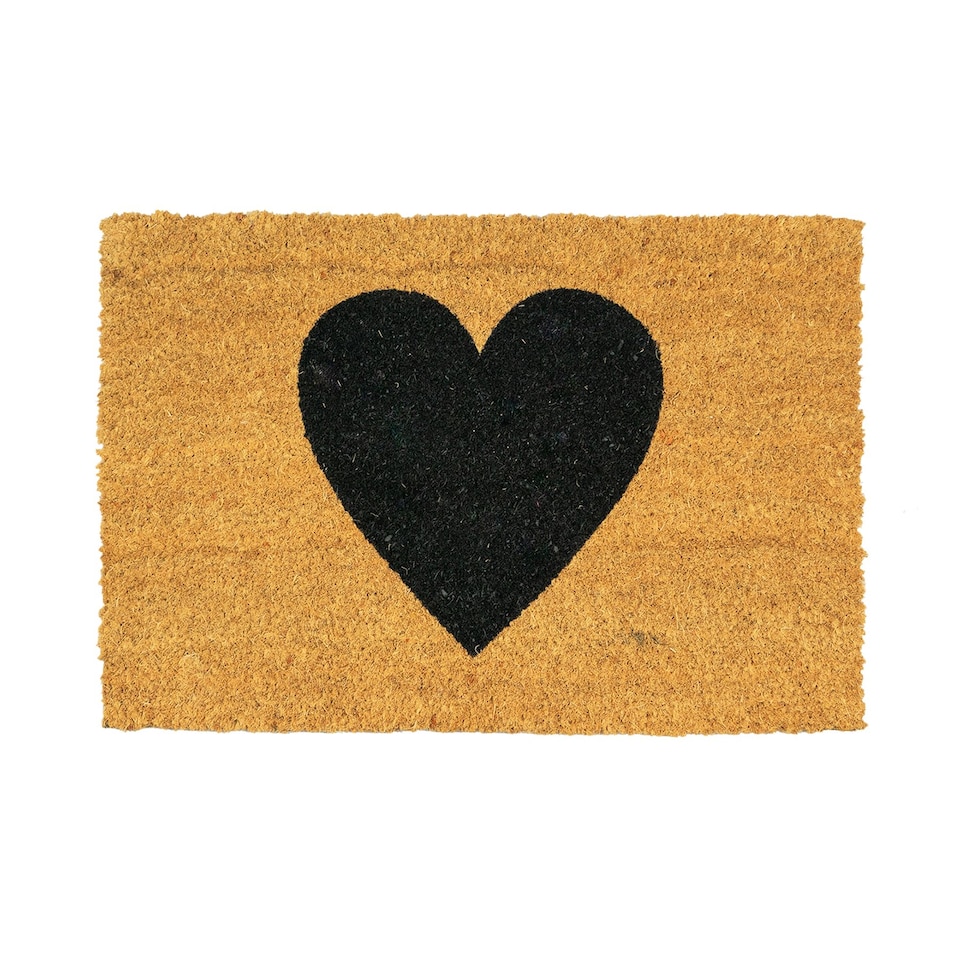 image 1 of Nicola Spring Coir Door Mat - 60 x 40cm - Black Heart