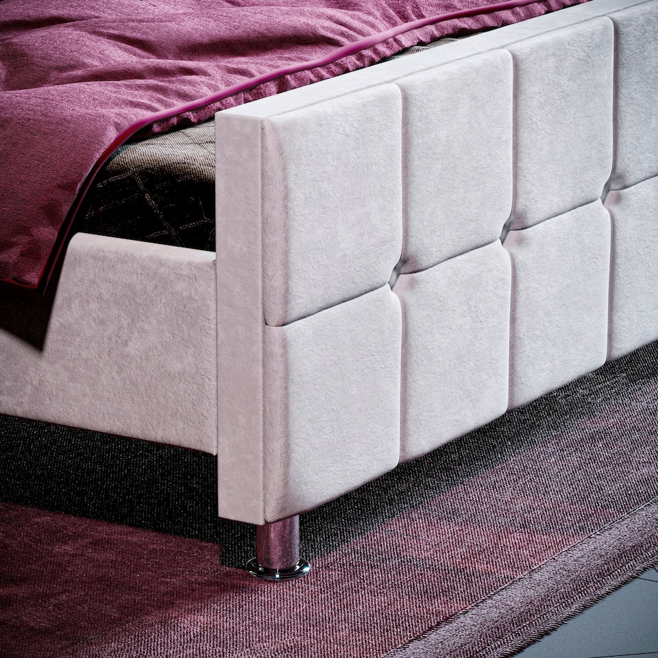 image 1 of Vida Designs Valentina 4ft6 Double Bed Fabric Upholstered, Light Grey Velvet, 135 x 190cm