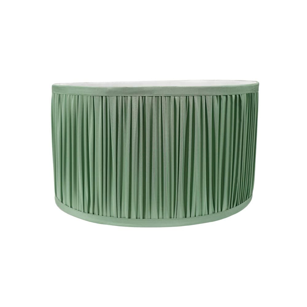 ValueLights Jess Fabric Ruched Pleated Ceiling Floor Table Small Drum Lamp Shade with Bulb in Pale Green