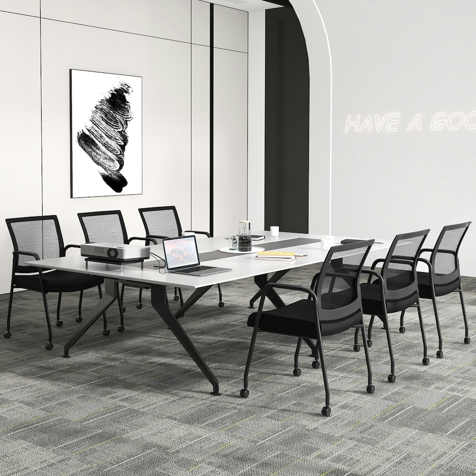 image 1 of COSTWAY 2Pcs Office Chairs Meeting Room Conference Chair Black
