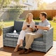 image 3 of Outsunny 2 Seater Rattan Garden Sofa with Deep Seat, Wide Arms, Mixed Grey | Grey | Mixed Grey | Two Seater