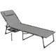image 1 of Outsunny Folding Sun Lounger with 5-Level Reclining Back, Side Table, Beige 