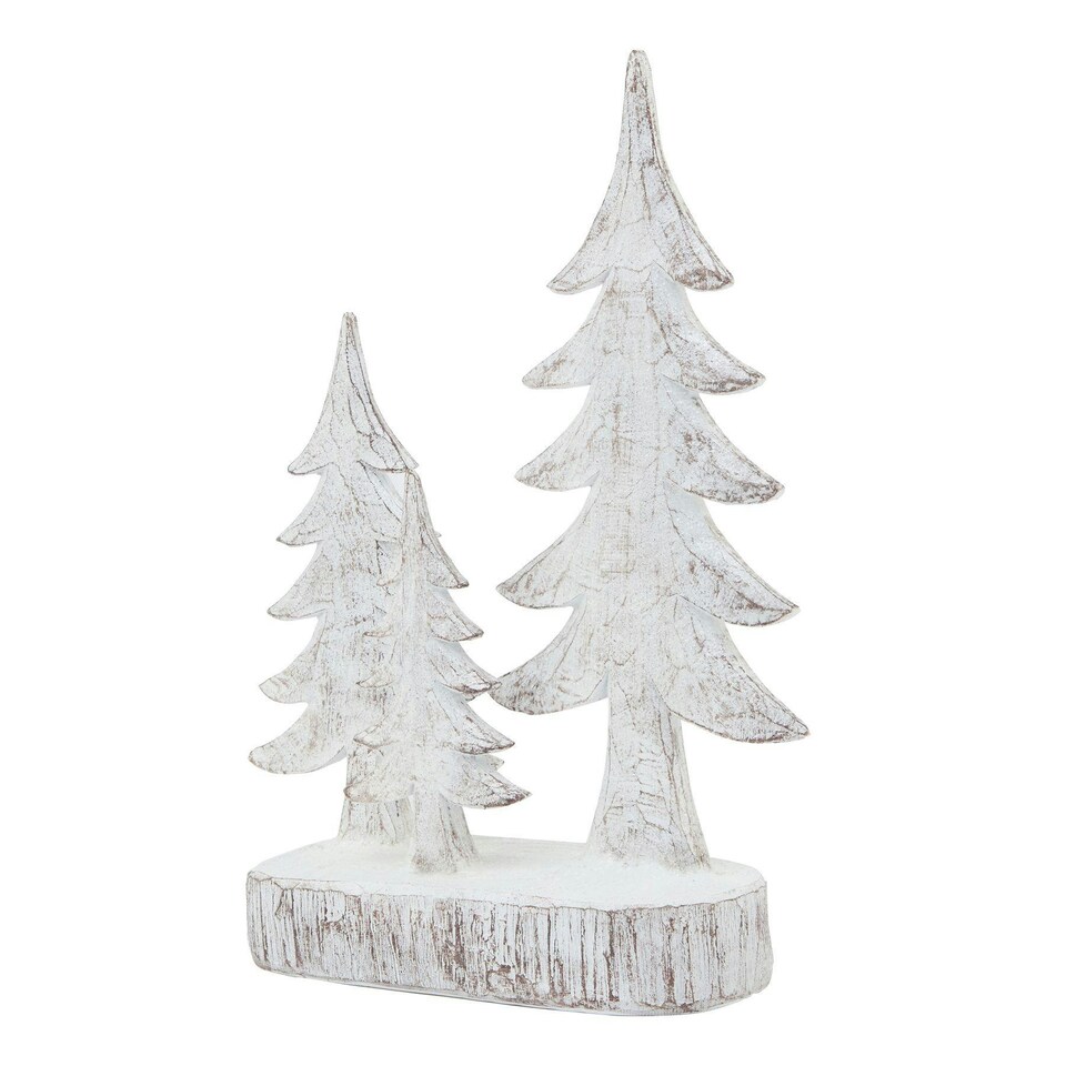 image 1 of Hill Interiors Three Snowy Pine Tree Sculpture - White - One Size