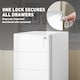 image 6 of Vinsetto 3-Drawer Mobile Filing Cabinet, Lockable Metal File Cabinet with 5 Wheels for A4 Legal Letter Sized Documents, Hanging File Folders, Under Desk, Pre-Assembled Body, 30 x 45 x 59 cm, White | White | White