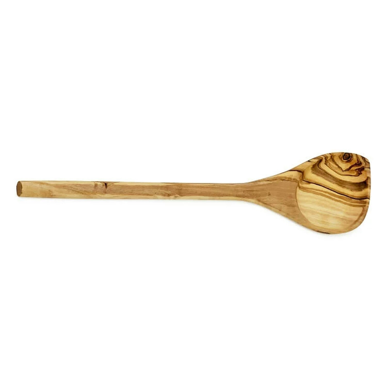 Verano Spanish Ceramics Olive Wood Natural Grained Rustic Round Spoon With Corner (L) 30cm