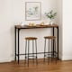 image 2 of CANCUN Bar Table & Stools Set Kitchen Dining Breakfast Industrial Furniture | Multi | 3 Piece Rustic Brown