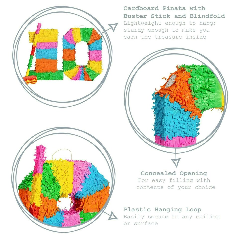 image 1 of Fax Potato 10th Birthday Pinata Set with Stick & Blindfold - Blue Stick