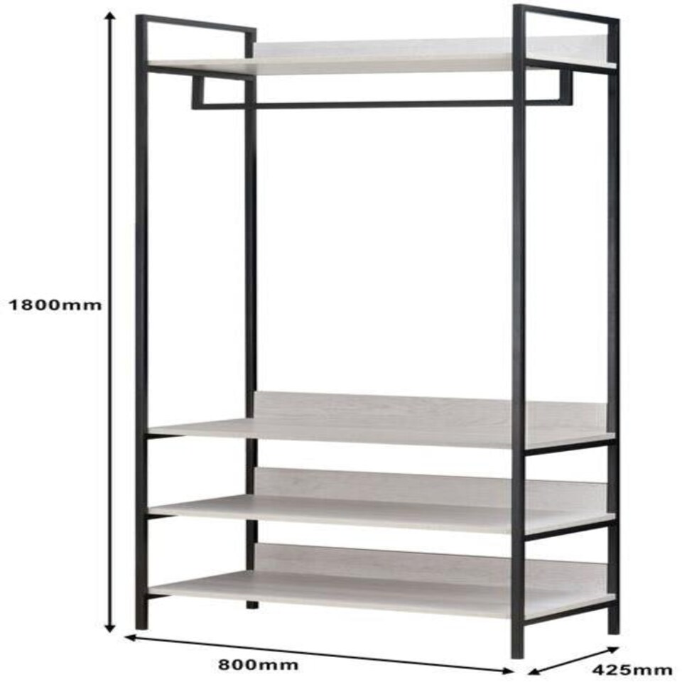 image 1 of Alva Open Wardrobe with 4 Shelves White | White Oak
