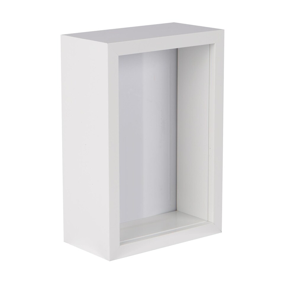 image 1 of Nicola Spring 4 x 6" Deep Photo Frame - White - 3D Deep Box Picture Frame Portrait Display Case (17.5 x 12.5cm)