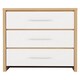 image 3 of Seville 3 Drawer Chest - L39 x W80 x H86 cm - White High Gloss/Light Oak Effect Veneer