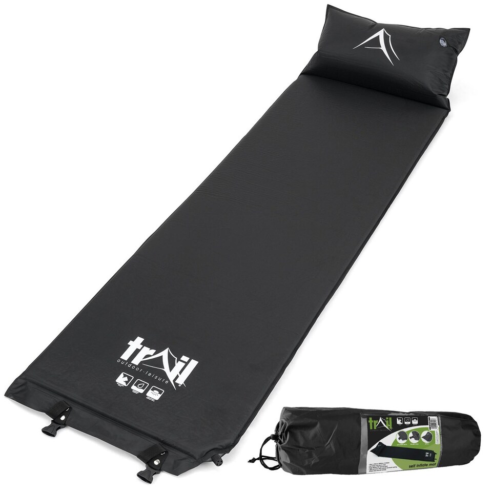 image 1 of Self Inflating Mat with Pillow - Black
