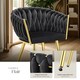 image 4 of Dining Chair Astano - padded, velvet, knot design, continuous backrest | Black | black/gold | 6