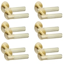 Golden Grace 6 Pairs Knurled T-Bar Door Handles in Satin Brass Finish | Gold | 6 Pairs