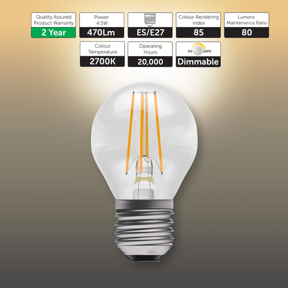image 1 of BELL Lighting Dimmable E27 LED Filament Golf Ball 4.7W Light Bulb | White | Warm White - 2700K | 3