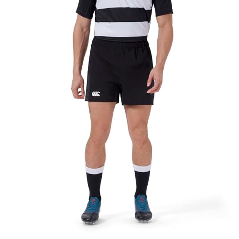 image 1 of Canterbury Men's Advantage Rugby Shorts 2.0 | Elasticated Waist | Ccc Logo Gym Shorts, Black, Xl