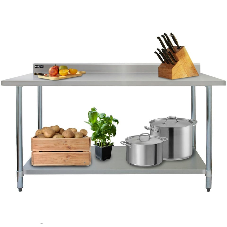 image 1 of Commercial Stainless Steel Catering Table - 6ft Wide Silver