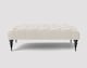 image 1 of Alyana 150cm Rectangle Ottoman Bench with Wooden Legs- White Plush Velvet Chesterfield Upholstered Footstool