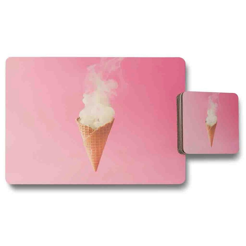 Smoking Ice Cream Cone Placemat & Coaster Set