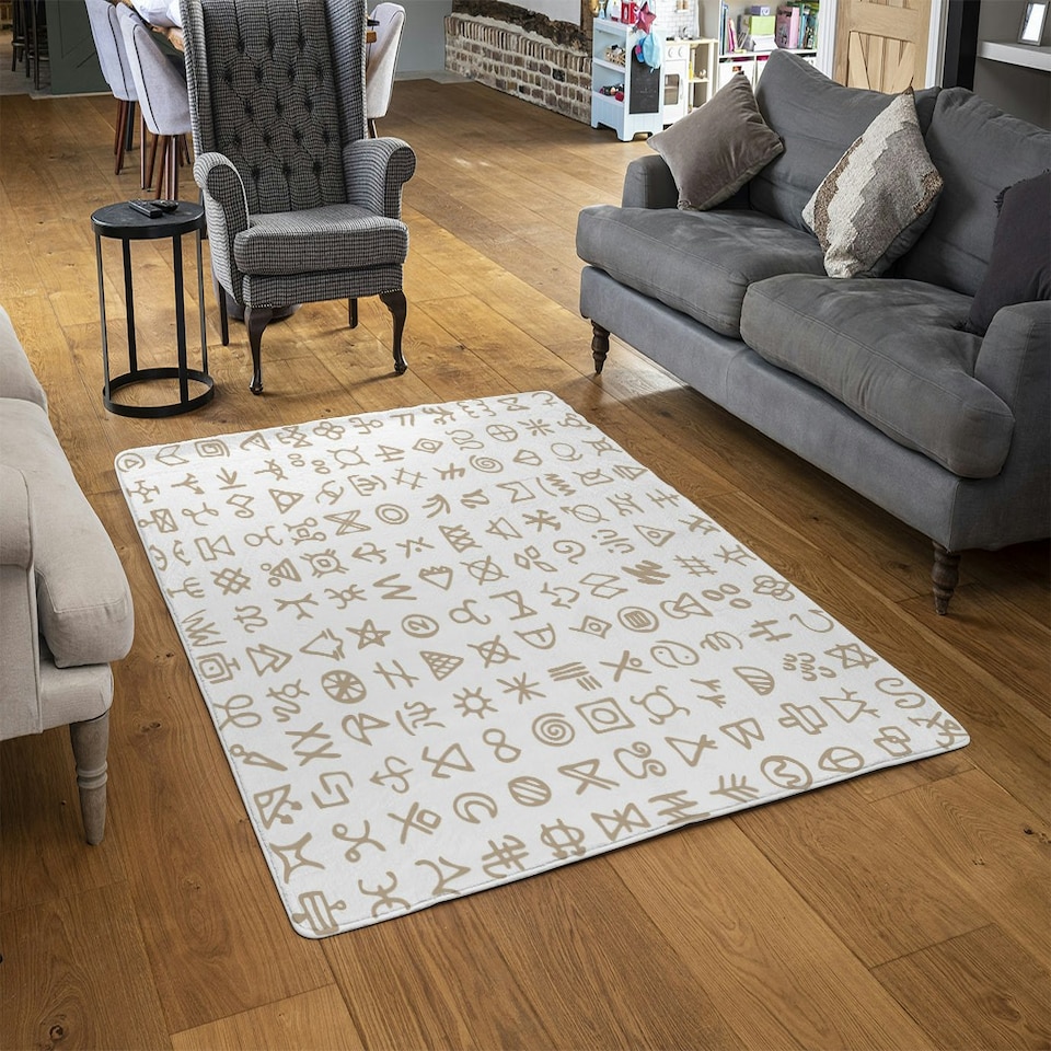 image 1 of Viking ritual symbols (Rug) White | XL: 160x230cm