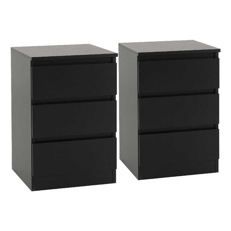 image 1 of Pair of Malvern 3 Drawer Bedside Tables Black