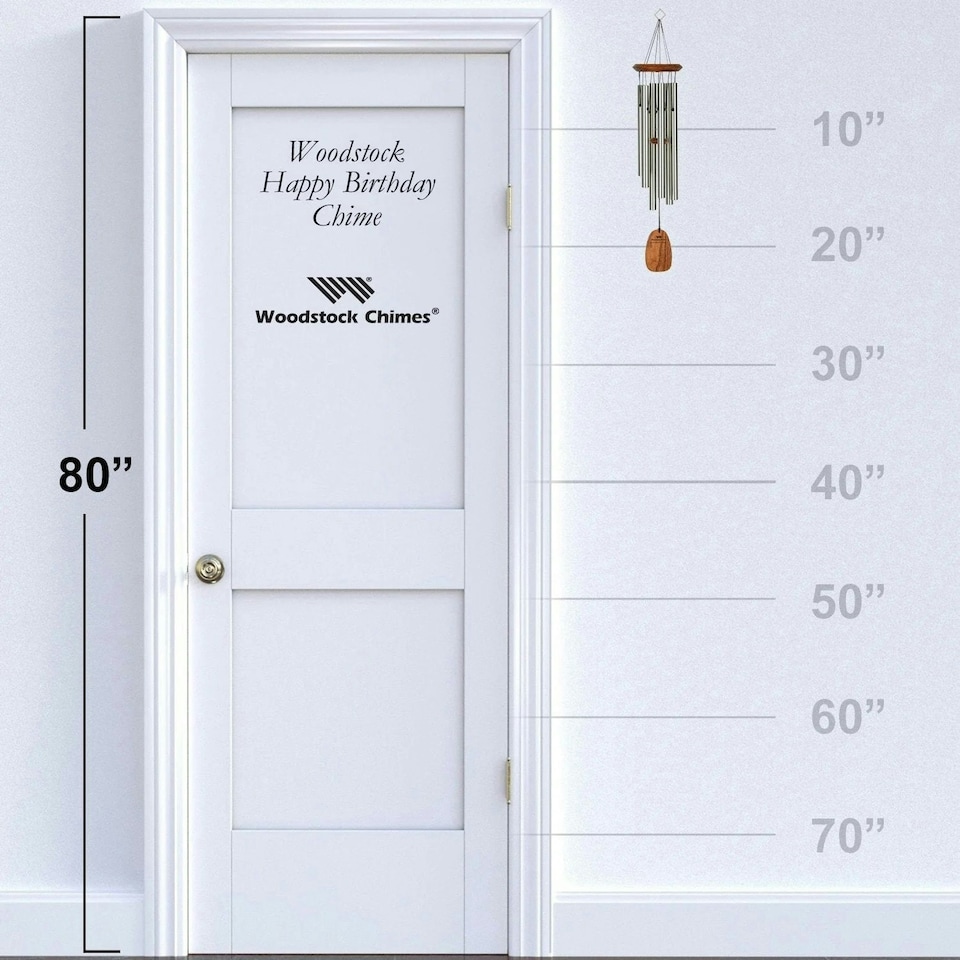 image 1 of Woodstock Chimes Silver Happy Birthday Wind Chime