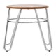 image 1 of Interiors by Premier Chrome Metal and Elm Wood Round Stool, Small Hairpin Stool, Sturdy Stool for Lounge, Bedroom
