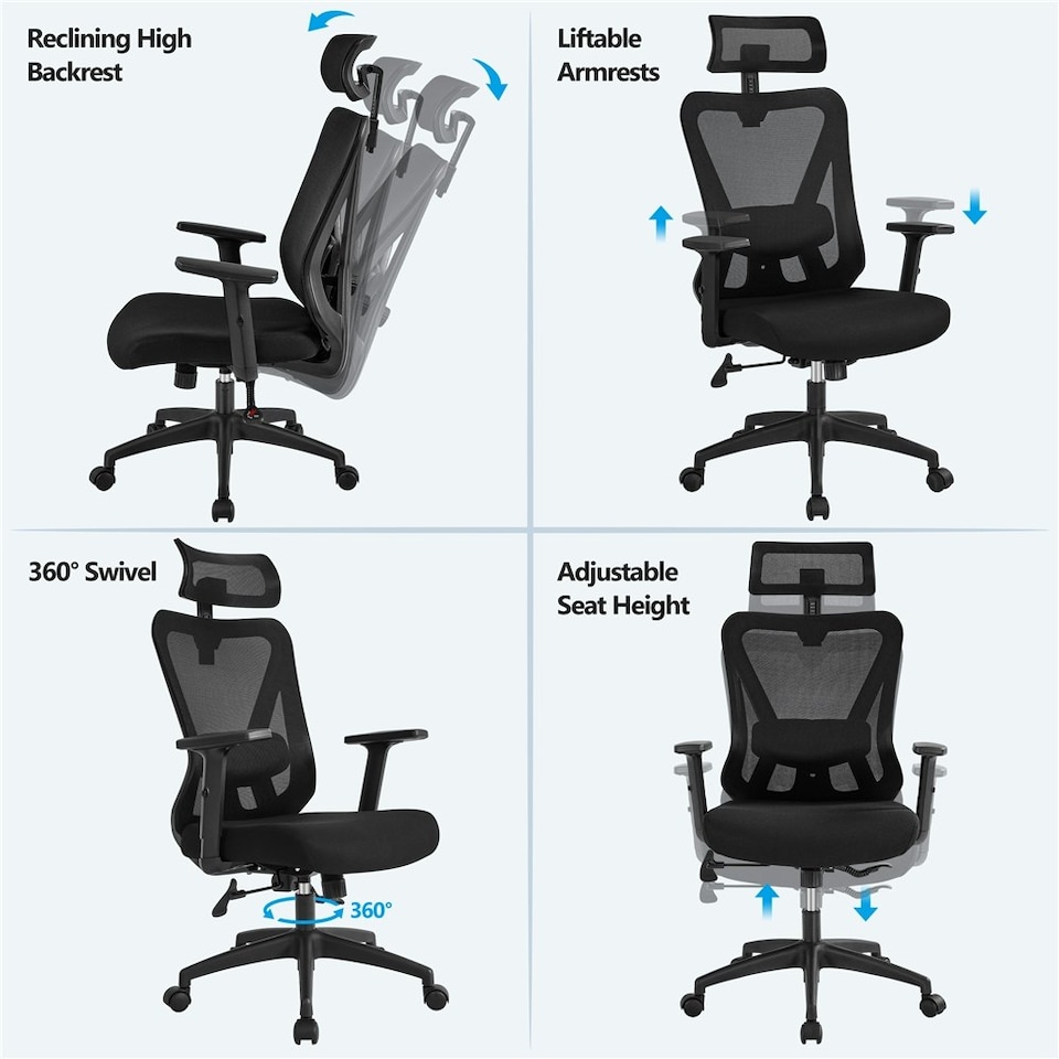 image 1 of Yaheetech  High Back Mesh Office Desk Chair | Black