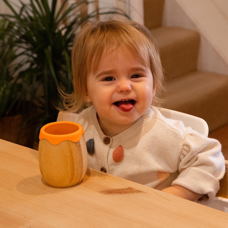 image 1 of Tiny Dining Bamboo Baby Trainer Cup - 130ml - Orange | Orange | Orange