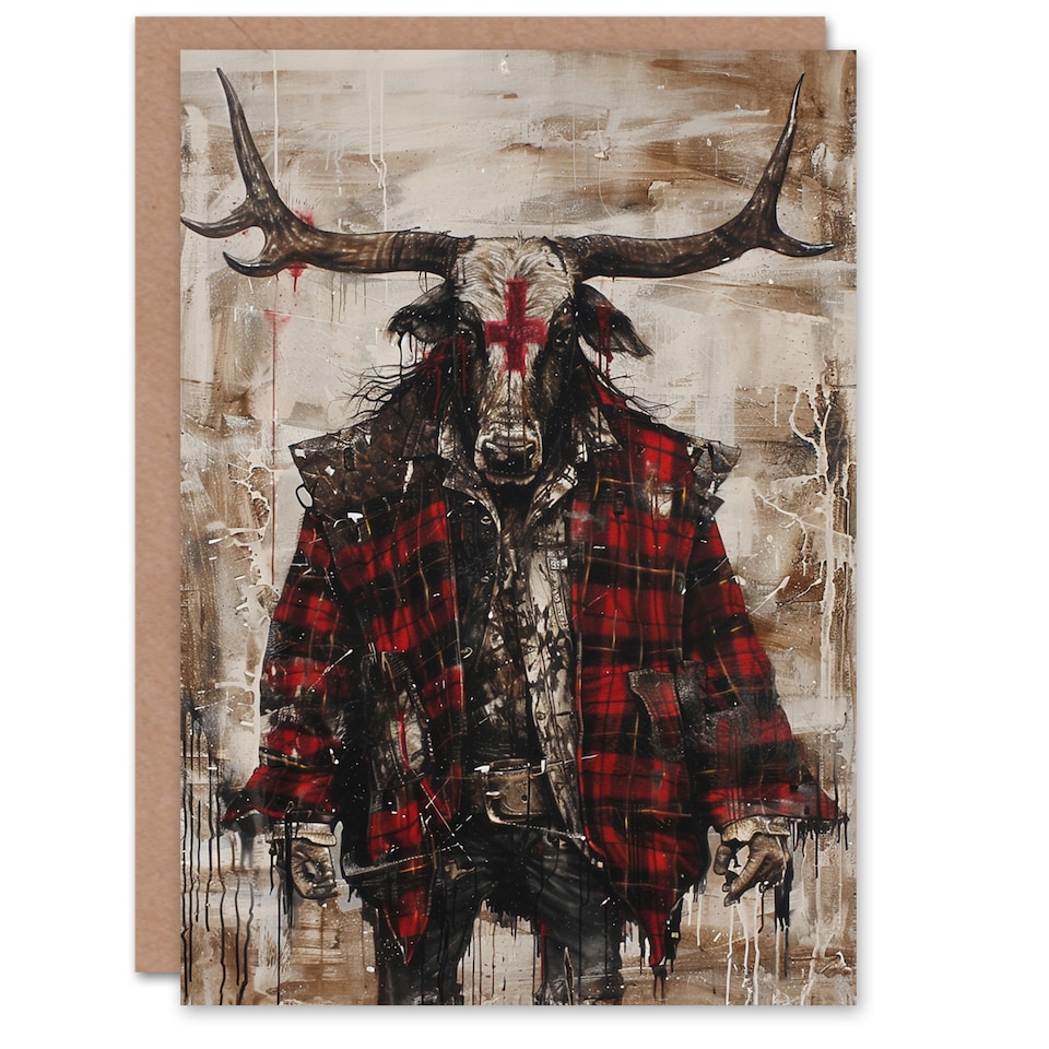 image 1 of Creepy Minotaur Texas Bull Man Concept Art Halloween Card