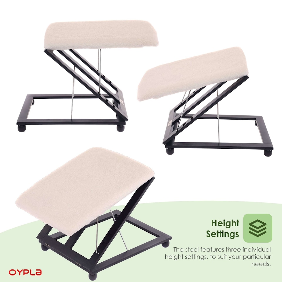image 1 of Adjustable Folding Cushion Padded Footstool Foot Rest