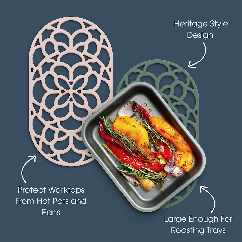 image 1 of Zeal Large Oval Silicone Heritage Trivet, 32cm, Elephant Grey
