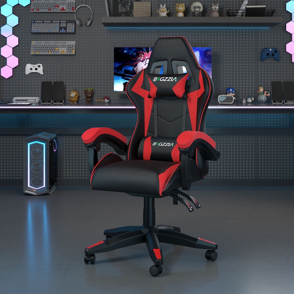 image 1 of Rattantree Reclining PU Leather Gaming Chair With Lumbar Support