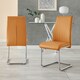 image 2 of Furniturebox 2x Lorenzo Mustard Yellow Faux Leather Chrome Dining Chairs