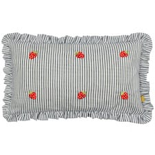 furn. Les Fruites Striped Ruffle Strawberries Filled Cushion 30 x 50cm