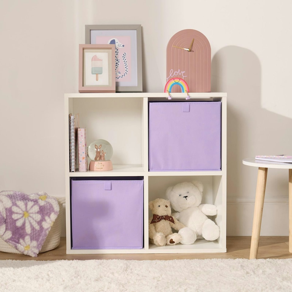image 1 of OHS Foldable Fabric Storage Boxes Collapsible Square Cube Organiser | Purple | Lilac