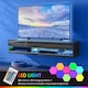 image 4 of HOMCOM Floating TV Unit, Wall Mounted TV Cabinet for TVs up to 65 , High Gloss Media Wall Unit with LED Lights, Storage Shelves for Living Entertainment Room, Black