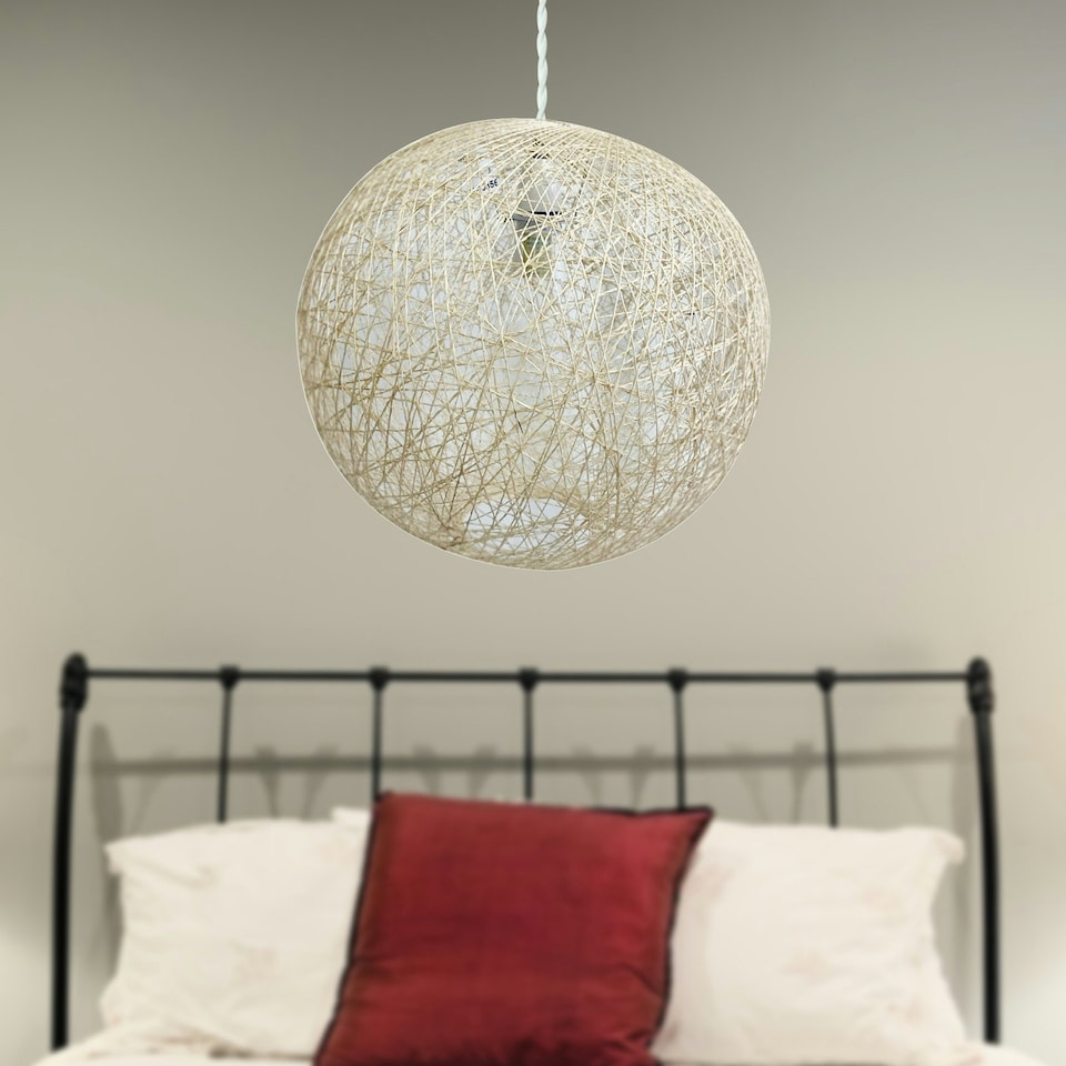 image 1 of Set of 2 Abaca - Natural 10 Globe Ceiling Light Shades" Brown