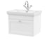 image 1 of Bathroom Wall Hung 1-Drawer Vanity Unit & Fireclay Basin, White, 600mm | White | Satin White | 471 x 631 x 496mm