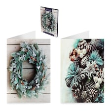 Pack of 10 Luxury Foliage Wreath Design Christmas Greeeting Cards