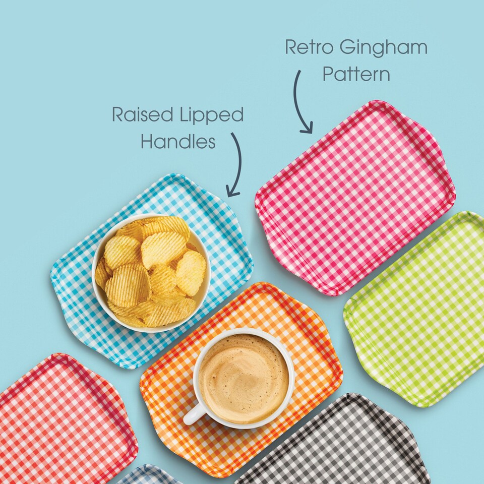 image 1 of Zeal Melamine Mini Tray, Gingham Pattern, 18 x 14 cm, Aqua
