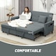 image 7 of HOMCOM Sectional Sofa Bed, L-Shaped 3 Seater Sofa Bed, Reversible Sleeper Sofa with Pull Out Couch Bed, Cushions, Fabric Futon Sofa Bed for Living Room, Grey | Grey | One Size