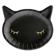 Halloween Black Cat Shape Paper Plates 22cm - Pack of 6