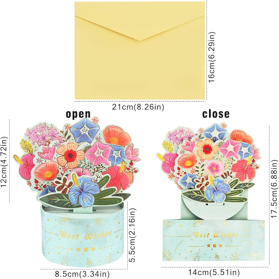 image 1 of Floral Charm in Blue Vase 3D Pop Up Greeting Card