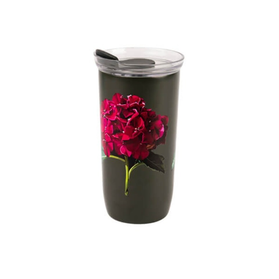 image 1 of Summerhouse by Navigate Sarah Kelleher Hydrangea Dark Stone Insulated Travel Mug